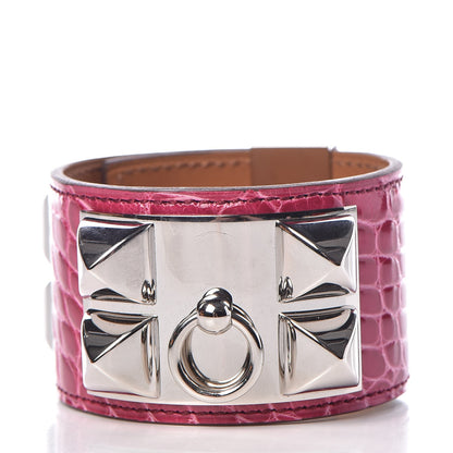 Hermes Shiny Alligator Collier De Chien CDC Bracelet S Fuchsia 3 of 7