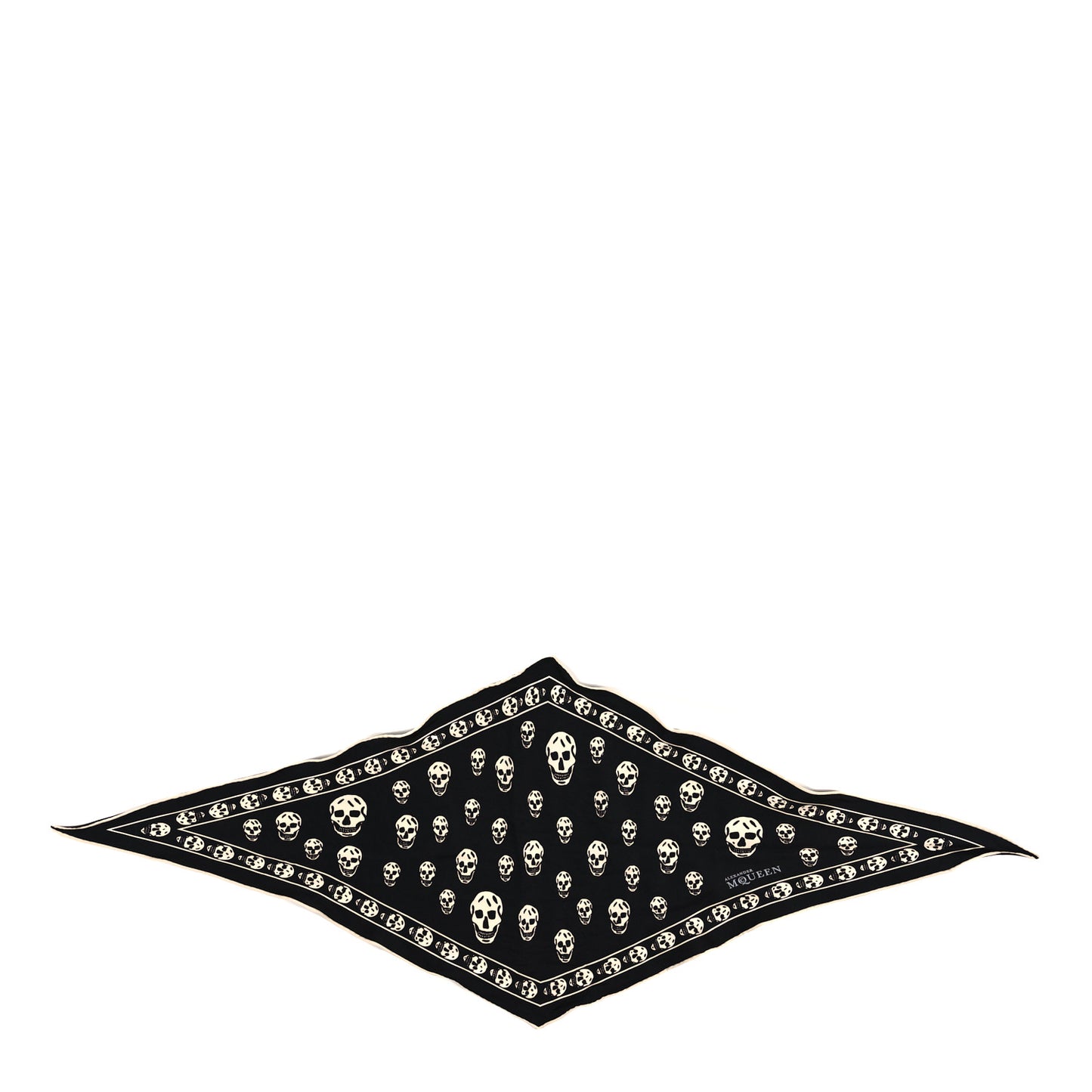 Silk Chiffon Skull Scarf Black Ivory