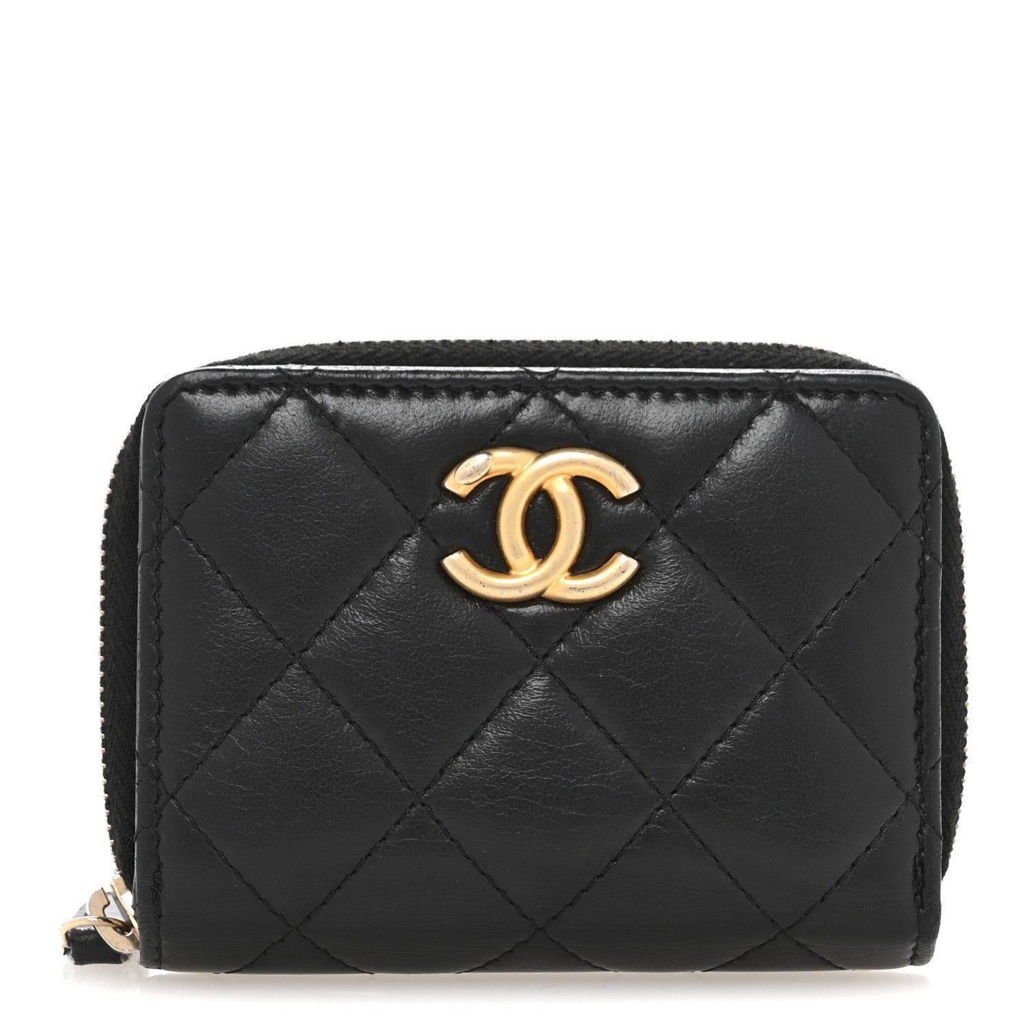 Chanel Lambskin Quilted Compact Zipped Wallet Black 1 of 11