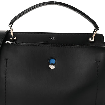 Fendi Vitello Baltico Dolce DotCom Satchel Black Blue Royal 7 of 9