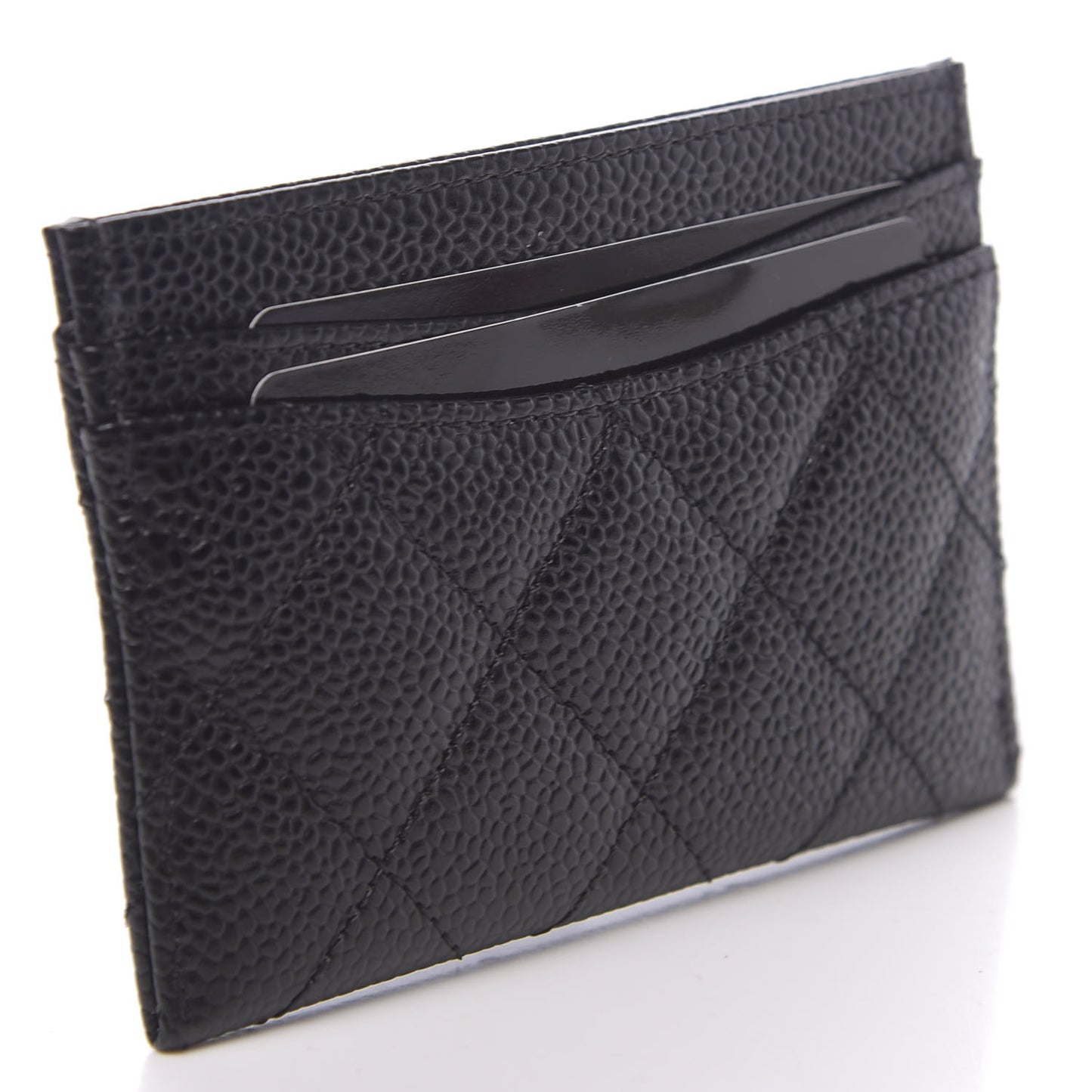Caviar Quilted Card Holder Black