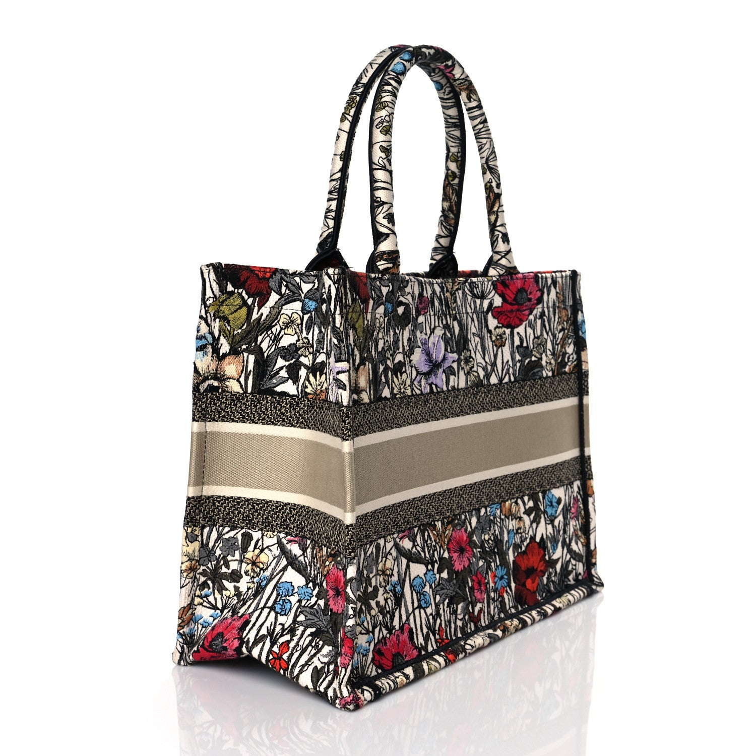 Christian Dior Canvas Embroidered Medium Mille Fleurs Book Tote Multicolor 3 of 10