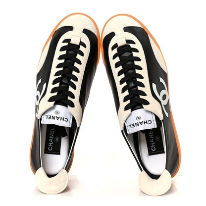 Chanel Calfskin Embossed Suede Sneakers 40 Black White 2 of 11