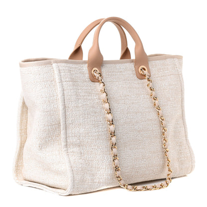Chanel Canvas Medium Deauville Tote Light Beige 2 of 5