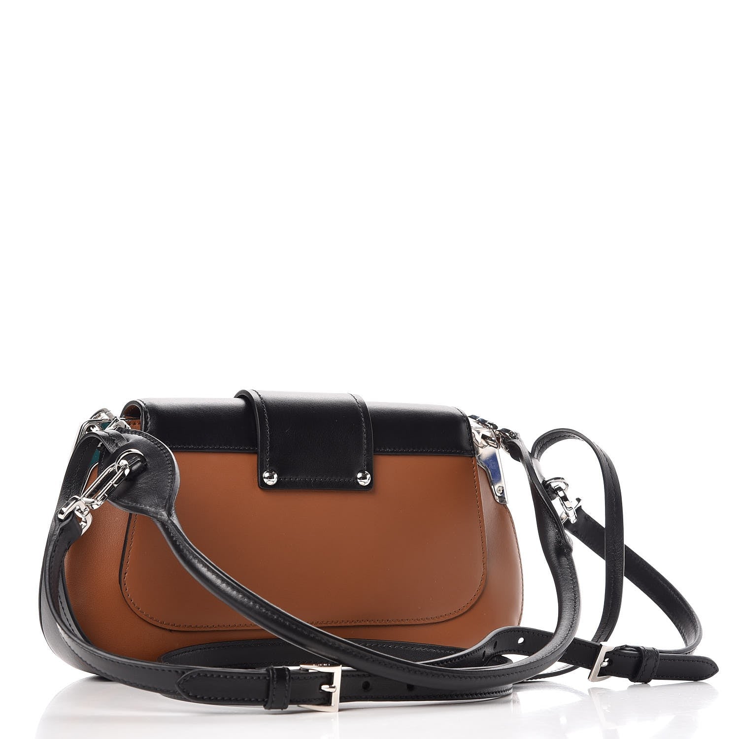 Prada City Calfskin Sidonie Shoulder Bag Black Cognac 4 of 8