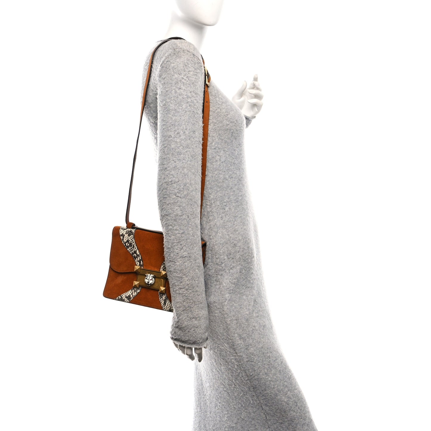 Snakeskin Suede Osiride Shoulder Bag Bright Cuir