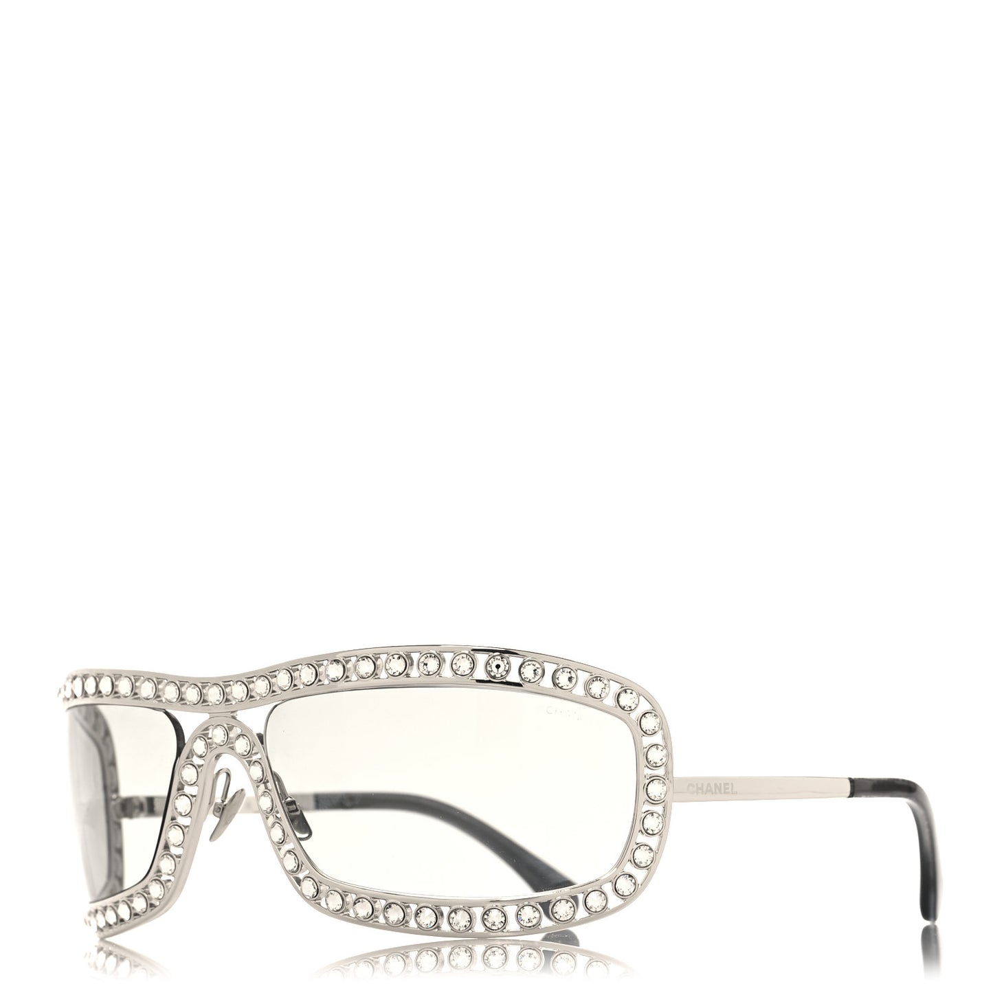 Metal Crystal Rectangular Sunglasses 71558 Silver