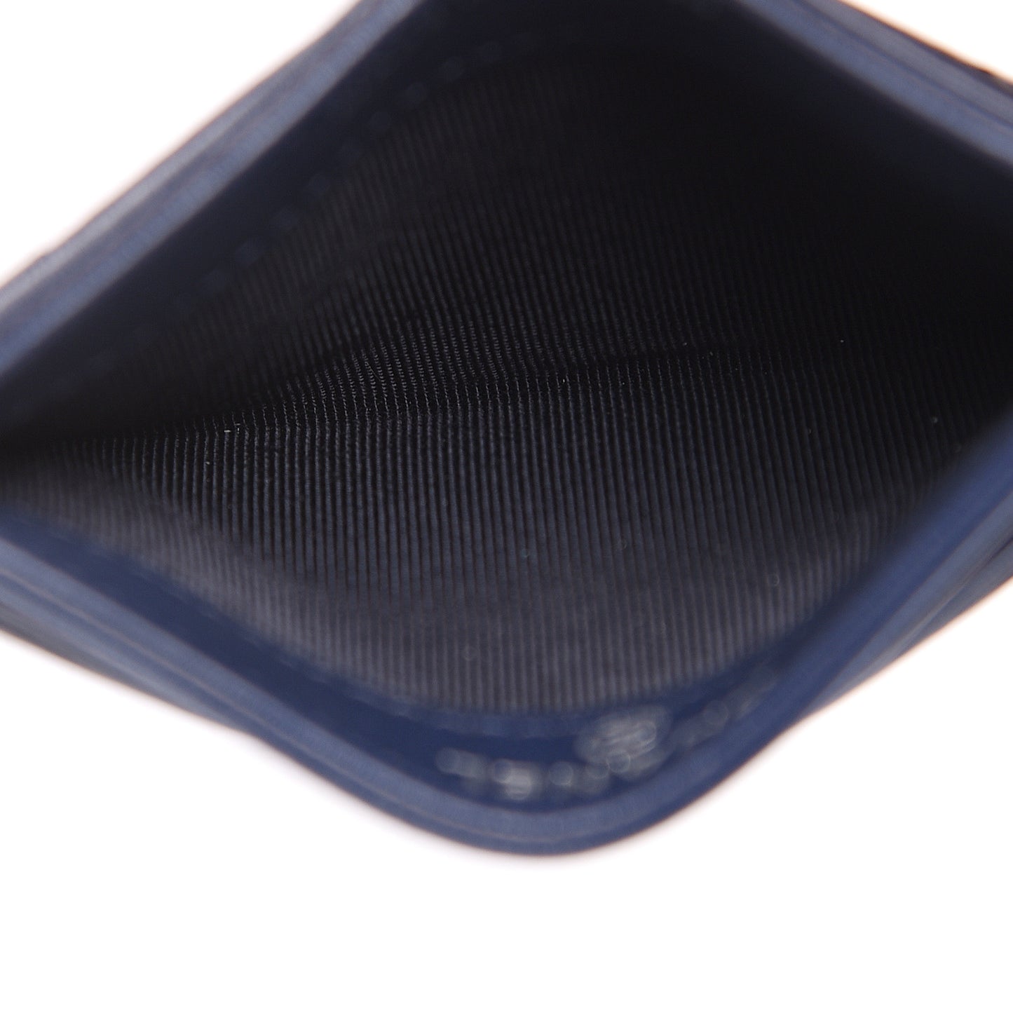 Lambskin Quilted Card Holder Navy Blue