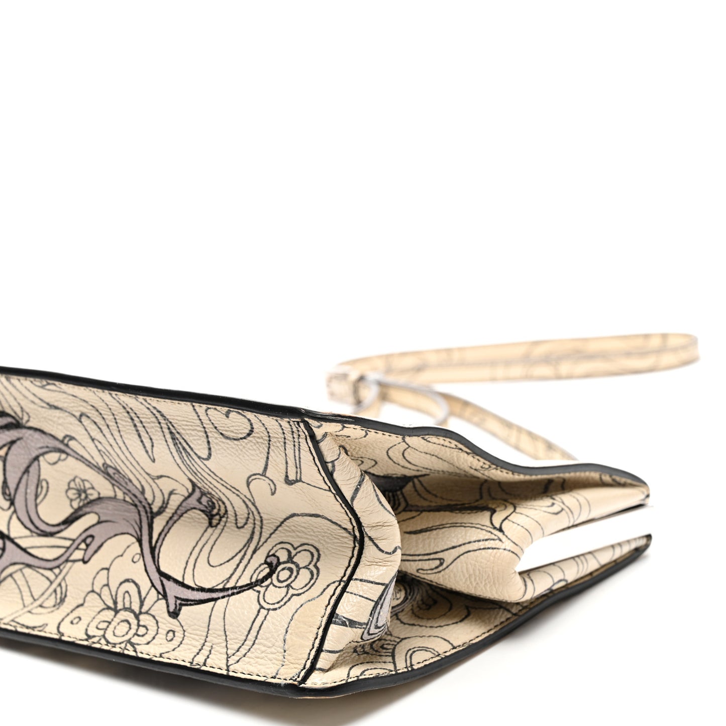 X JAMES JEAN Glace Calfskin Rabbit Print Shoulder Bag Opaline