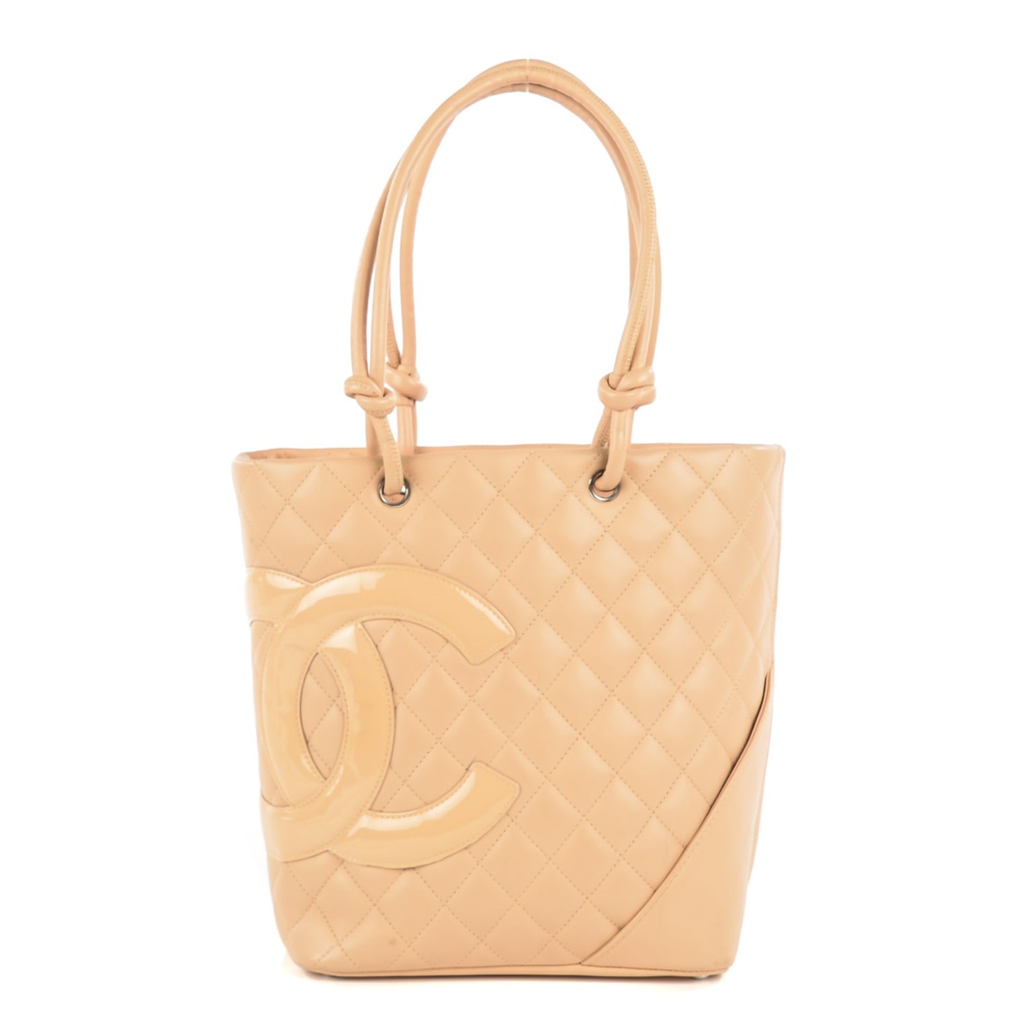 Calfskin Quilted Medium Cambon Tote Beige