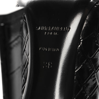Saint Laurent Calfskin Crocodile Embossed Silvana Pumps 38 Black 8 of 9