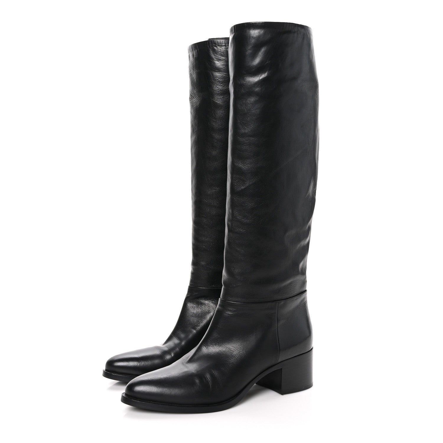 Prada Spazzolato Knee High Boots 37.5 Black 3 of 6