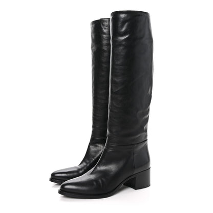 Prada Spazzolato Knee High Boots 37.5 Black 3 of 6