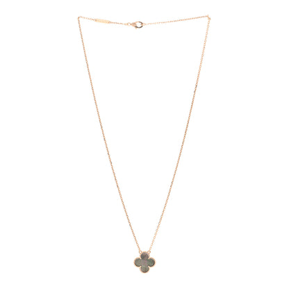 Van Cleef & Arpels 18K Rose Gold Gray Mother of Pearl Vintage Alhambra Pendant Necklace 3 of 6