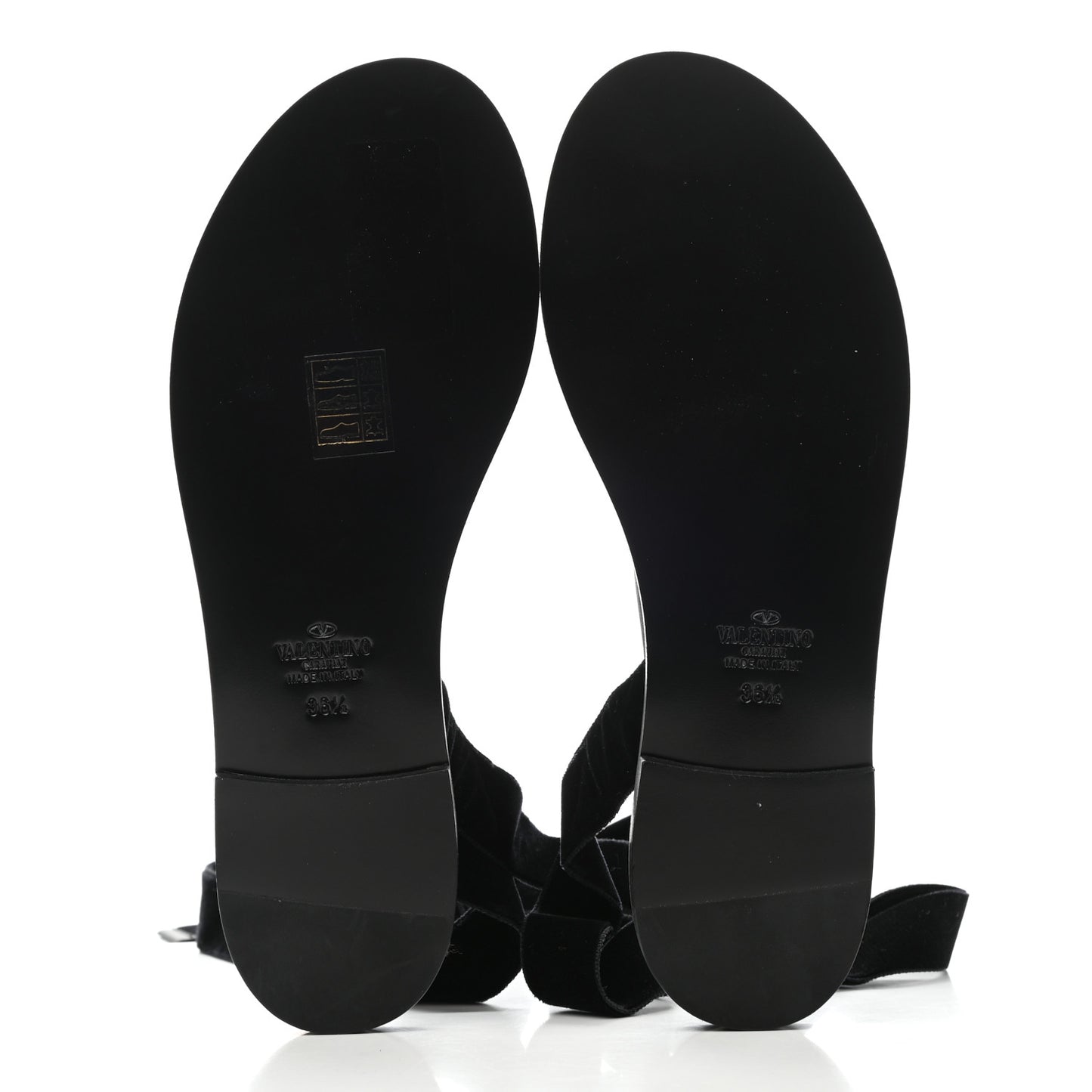 Velvet Lace Up Flat Sandals 36.5 Black