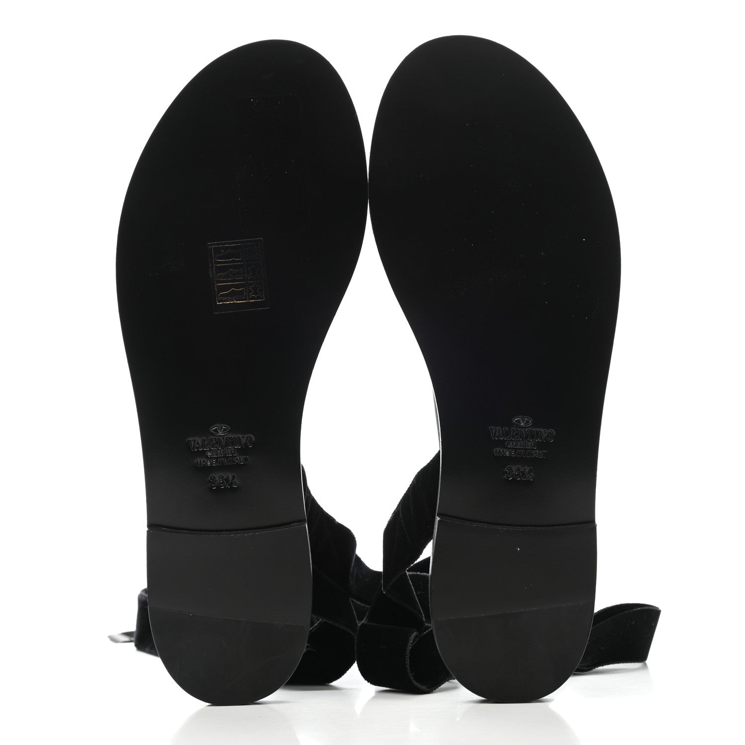 Valentino Garavani Velvet Lace Up Flat Sandals 36.5 Black 7 of 8