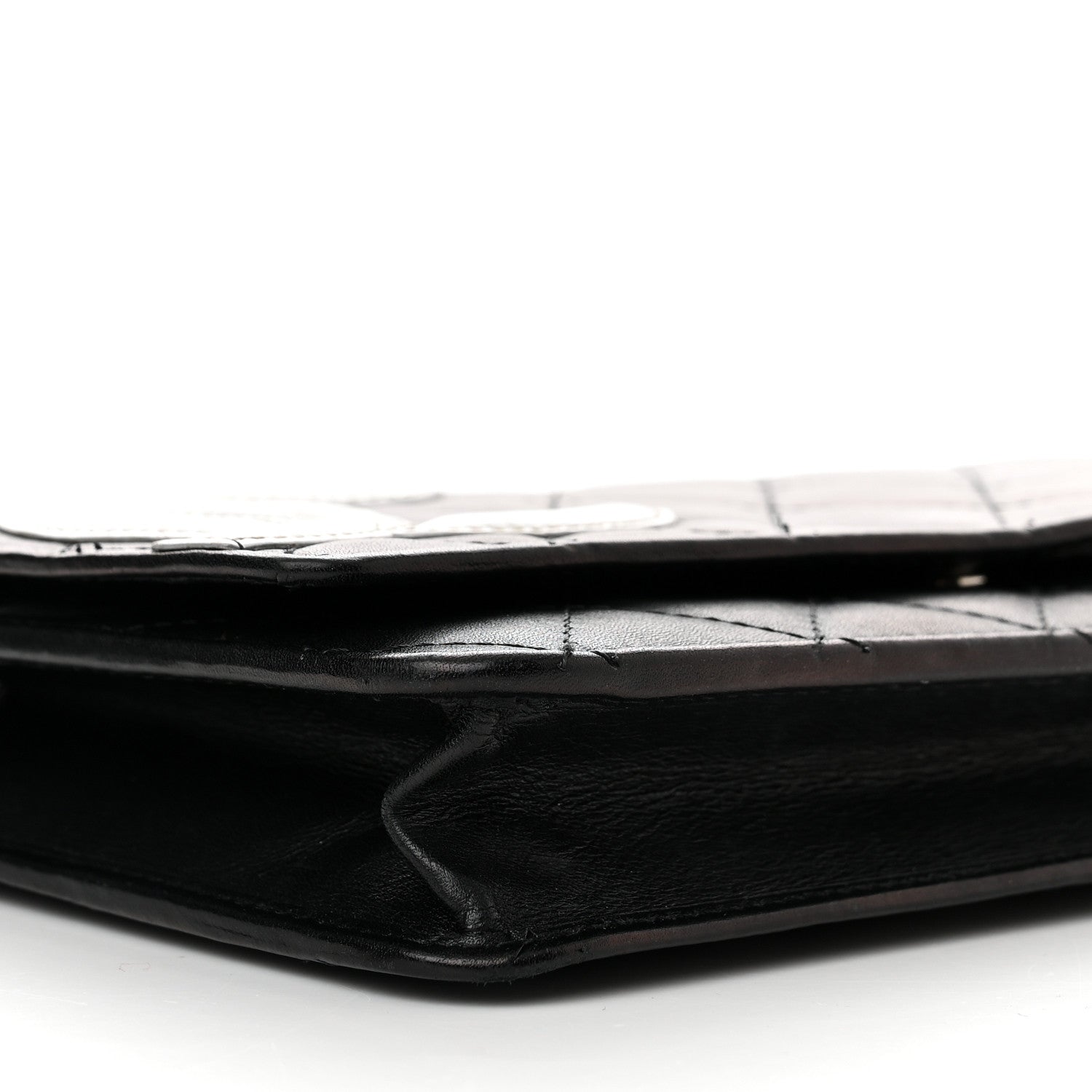 Chanel Calfskin Quilted Cambon Wallet on Chain WOC Black White 5 of 14