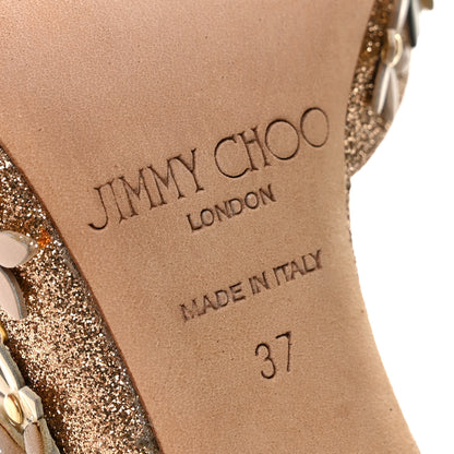 Jimmy Choo Glitter Floral Embellished Lorelai 100 Pumps 37 Champagne 7 of 10