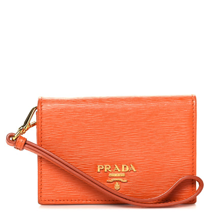 Prada Vitello Move Metal Wristlet Card Holder Papaya 1 of 7