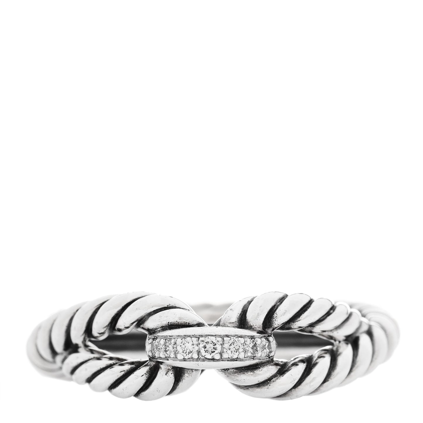 Sterling Silver Diamond Cable Loop Band Ring 54 7