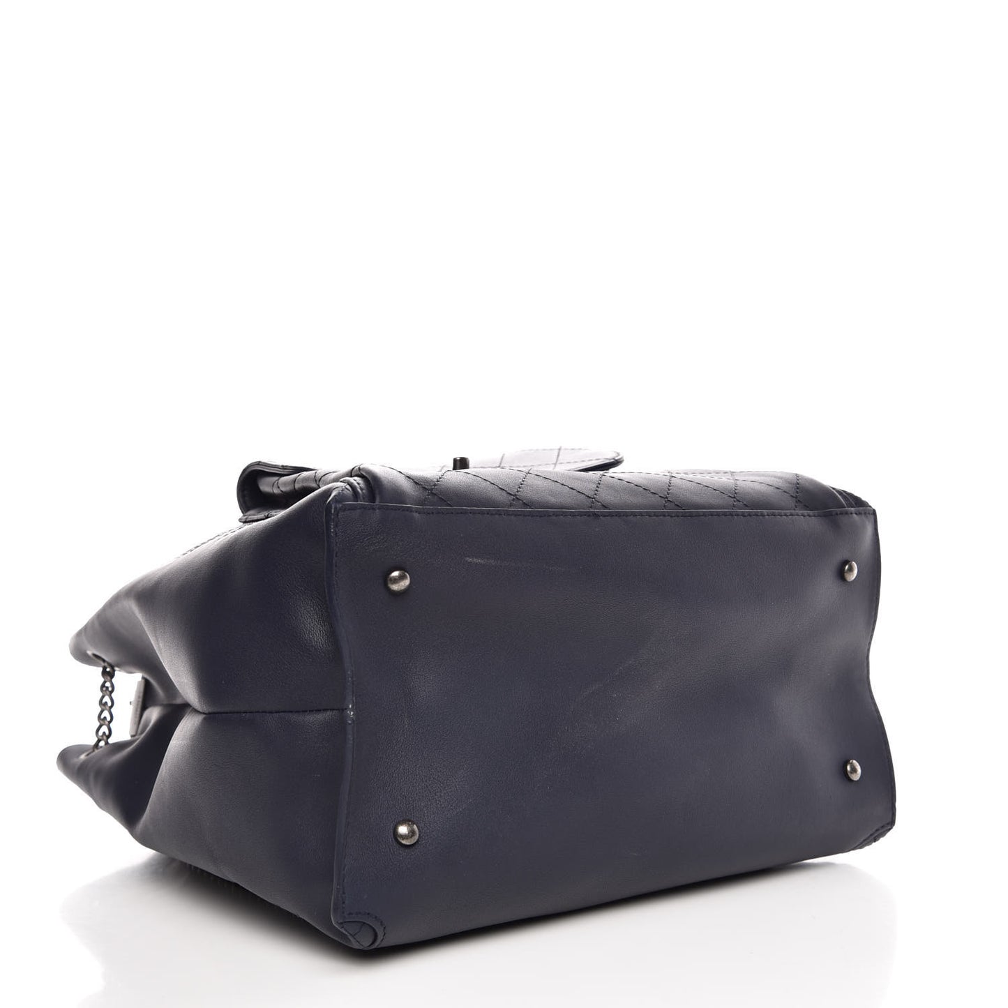 Calfskin Stitched Large Urban Luxury Drawstring Backpack Navy Blue