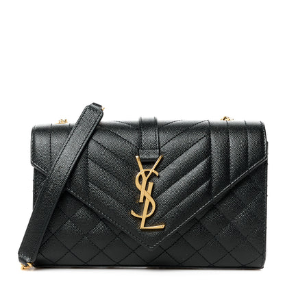 Saint Laurent Grain De Poudre Textured Mixed Matelasse Triquilt Small Monogram Satchel Black 1 of 11