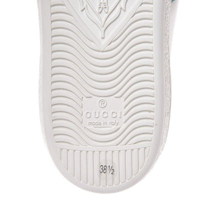 Gucci Calfskin Crocodile Web Ace Sneakers 35.8 White Blue 7 of 10