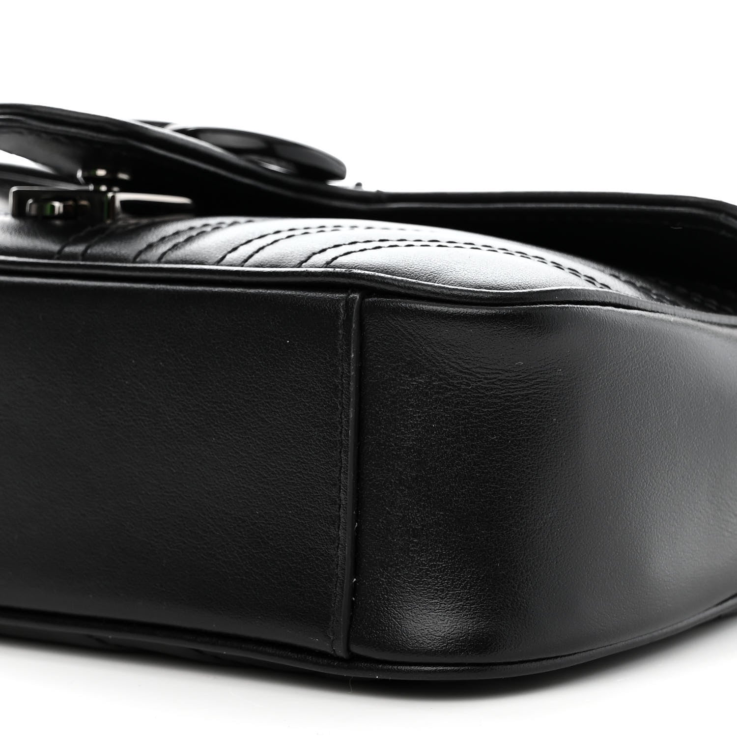 Gucci Calfskin Matelasse Monochrome Mini GG Marmont Shoulder Bag Black 10 of 10