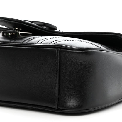Gucci Calfskin Matelasse Monochrome Mini GG Marmont Shoulder Bag Black 10 of 10
