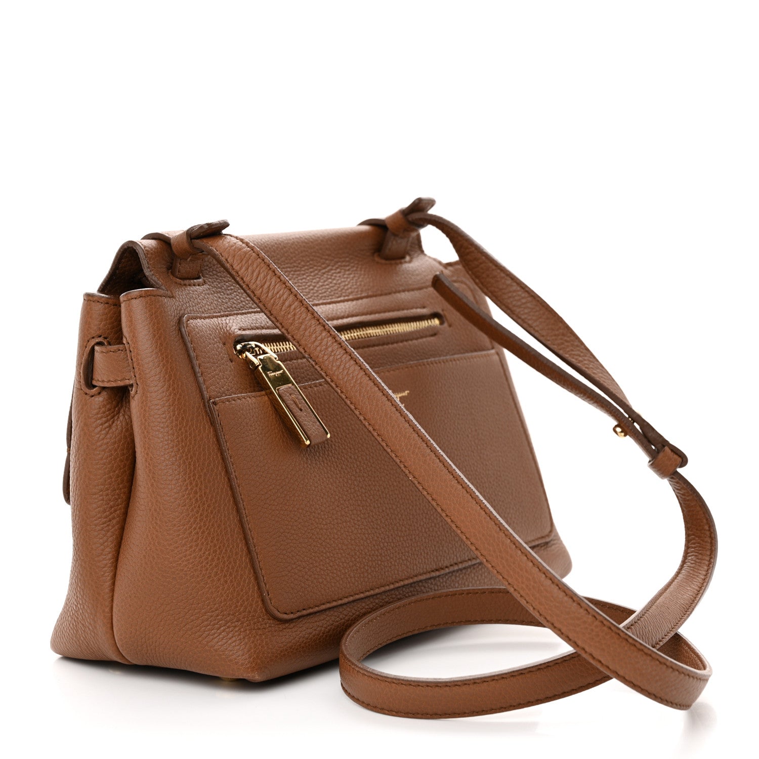 Salvatore Ferragamo Grained Calfskin Ginger Crossbody Brown 3 of 14