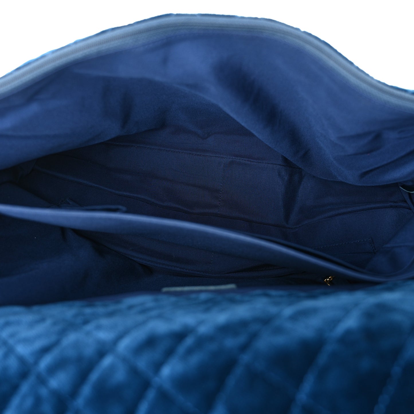 Velvet Quilted XXL Travel Flap Bag Blue