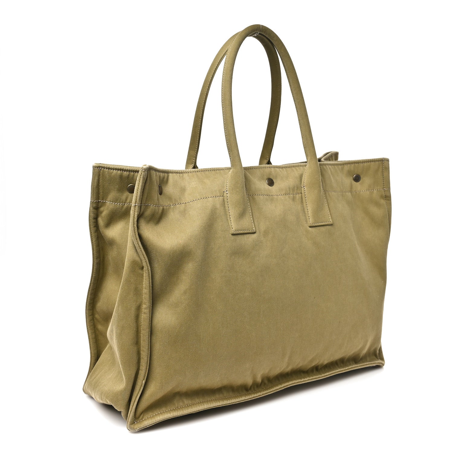 Saint Laurent Canvas Rive Gauche Maxi Tote Fir Green 3 of 10