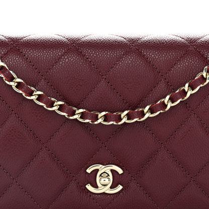 Chanel Caviar Quilted CC Turnlock Wallet On Chain WOC Burgundy 9 of 12