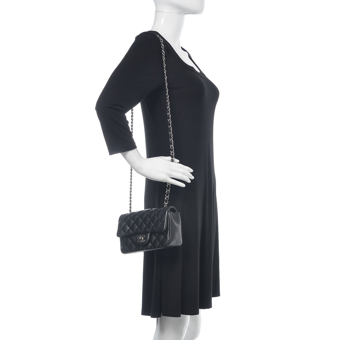 Lambskin Quilted Mini Rectangular Flap Black