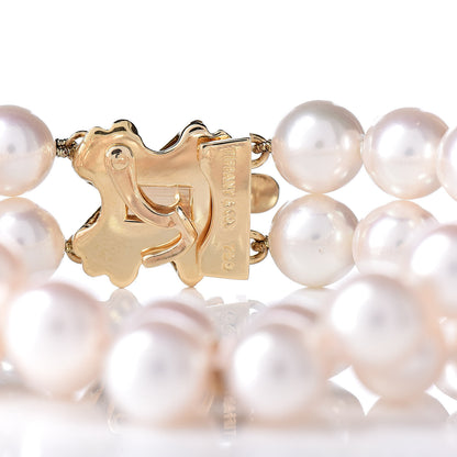 Tiffany 18K Yellow Gold Akoya Pearl 8-8.5mm Signature Double Strand Bracelet 4 of 5