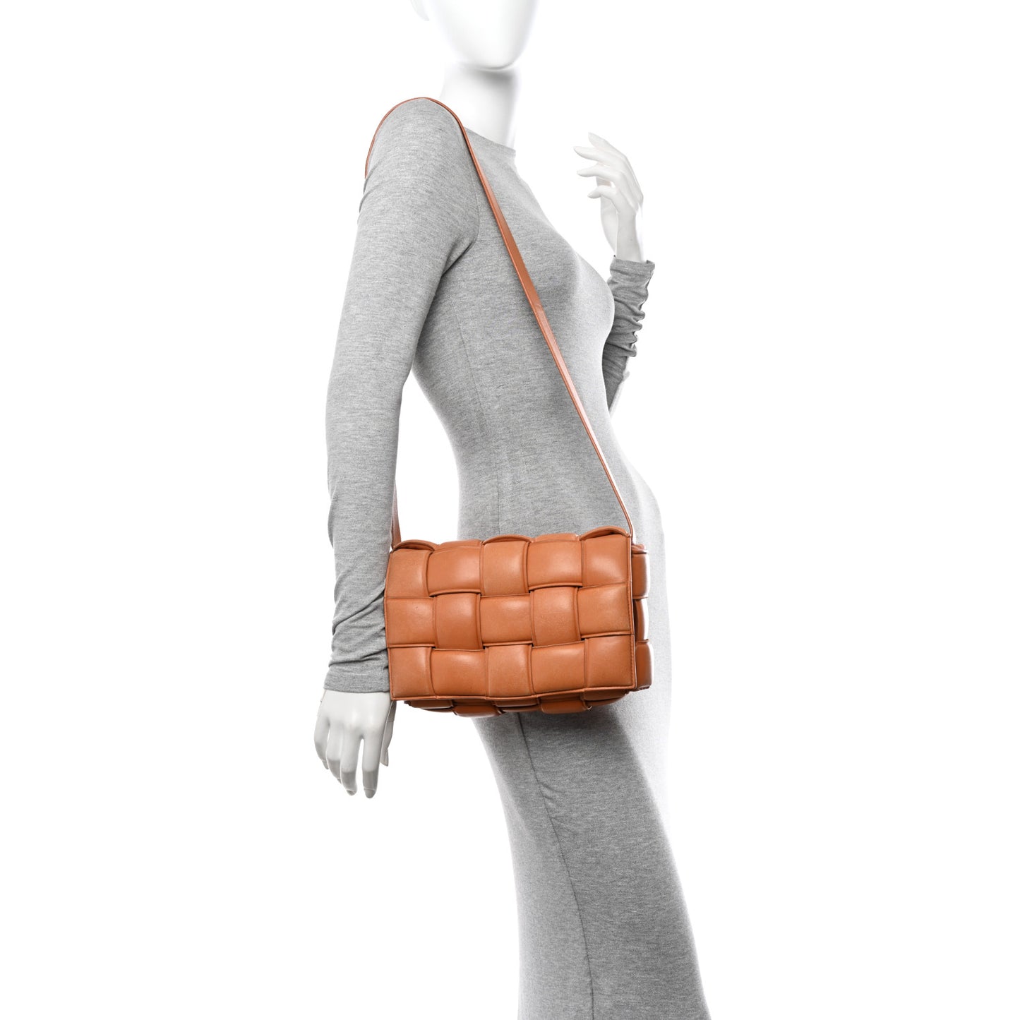 Nappa Maxi Intreccio Padded Cassette Crossbody Bag Clay