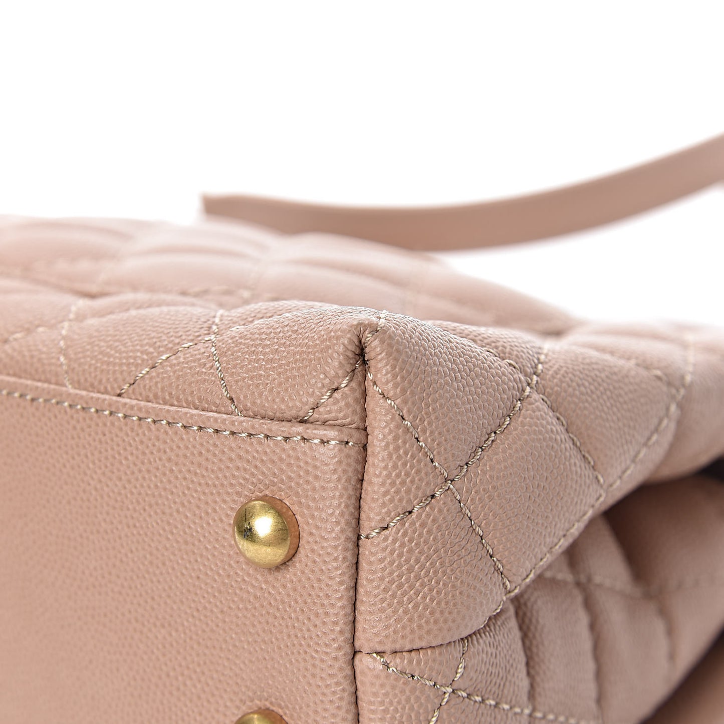 Caviar Quilted Mini Coco Handle Flap Beige