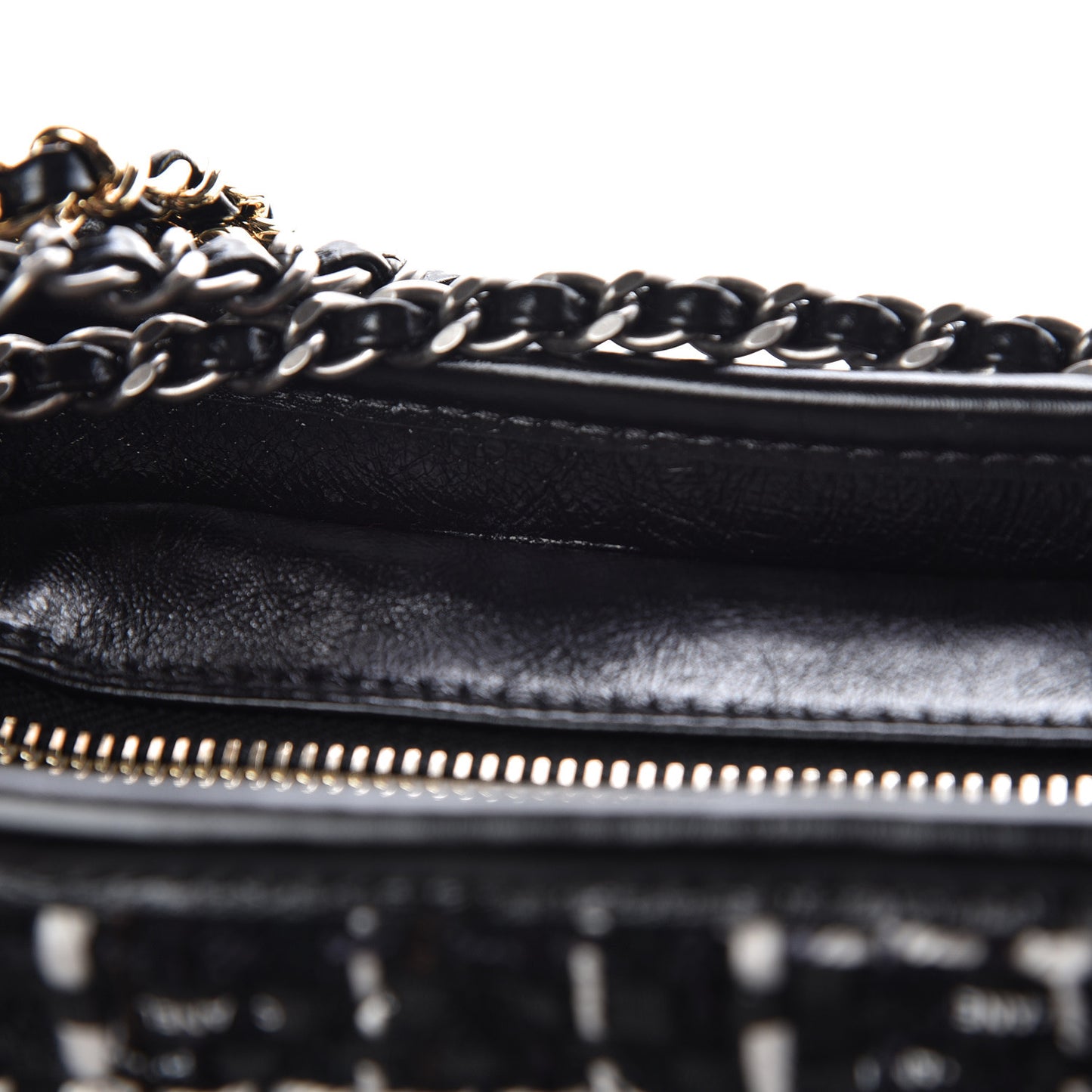 Tweed Calfskin Small Gabrielle Hobo Black
