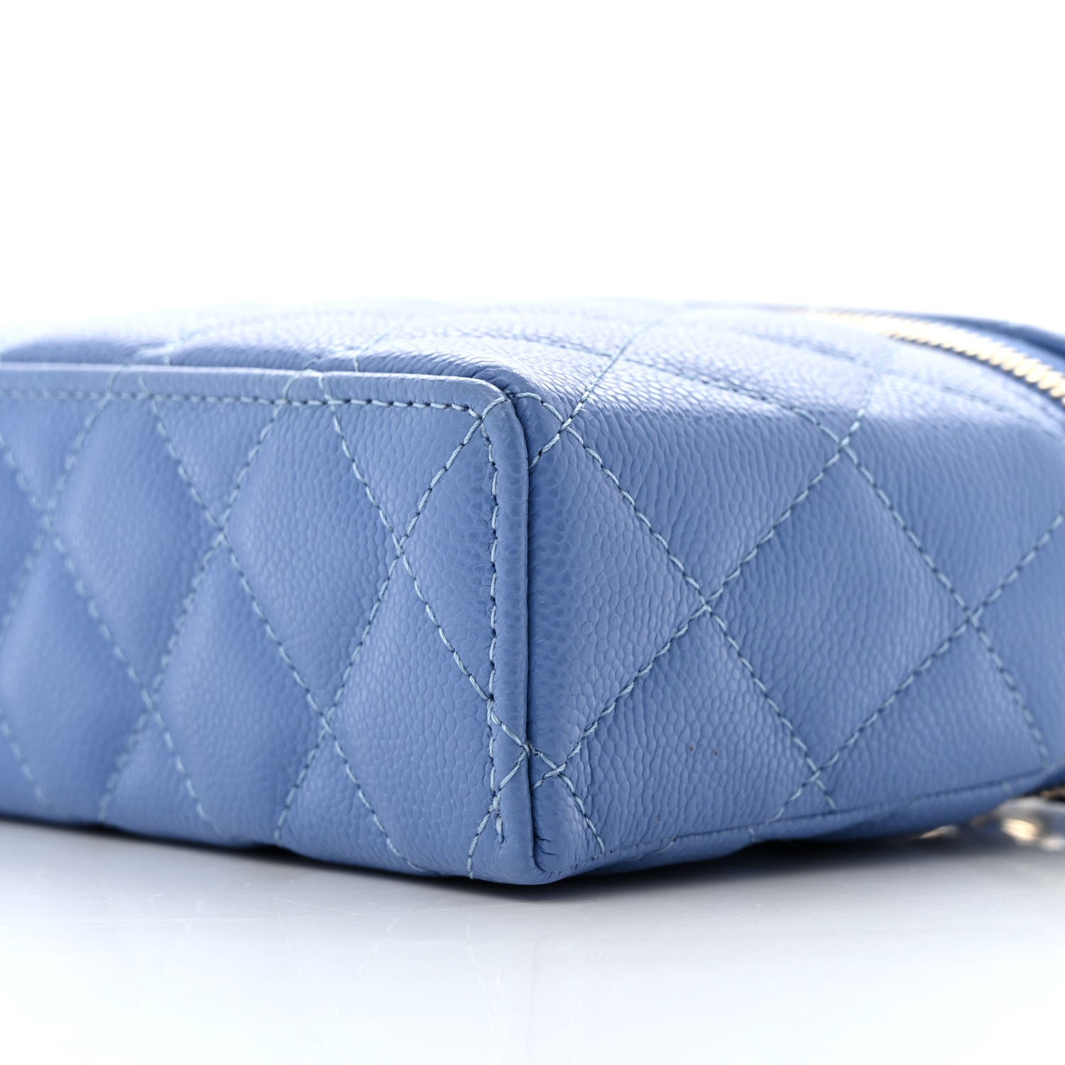 Chanel Caviar Quilted Top Handle Slim Vanity With Chain Blue 9 of 10