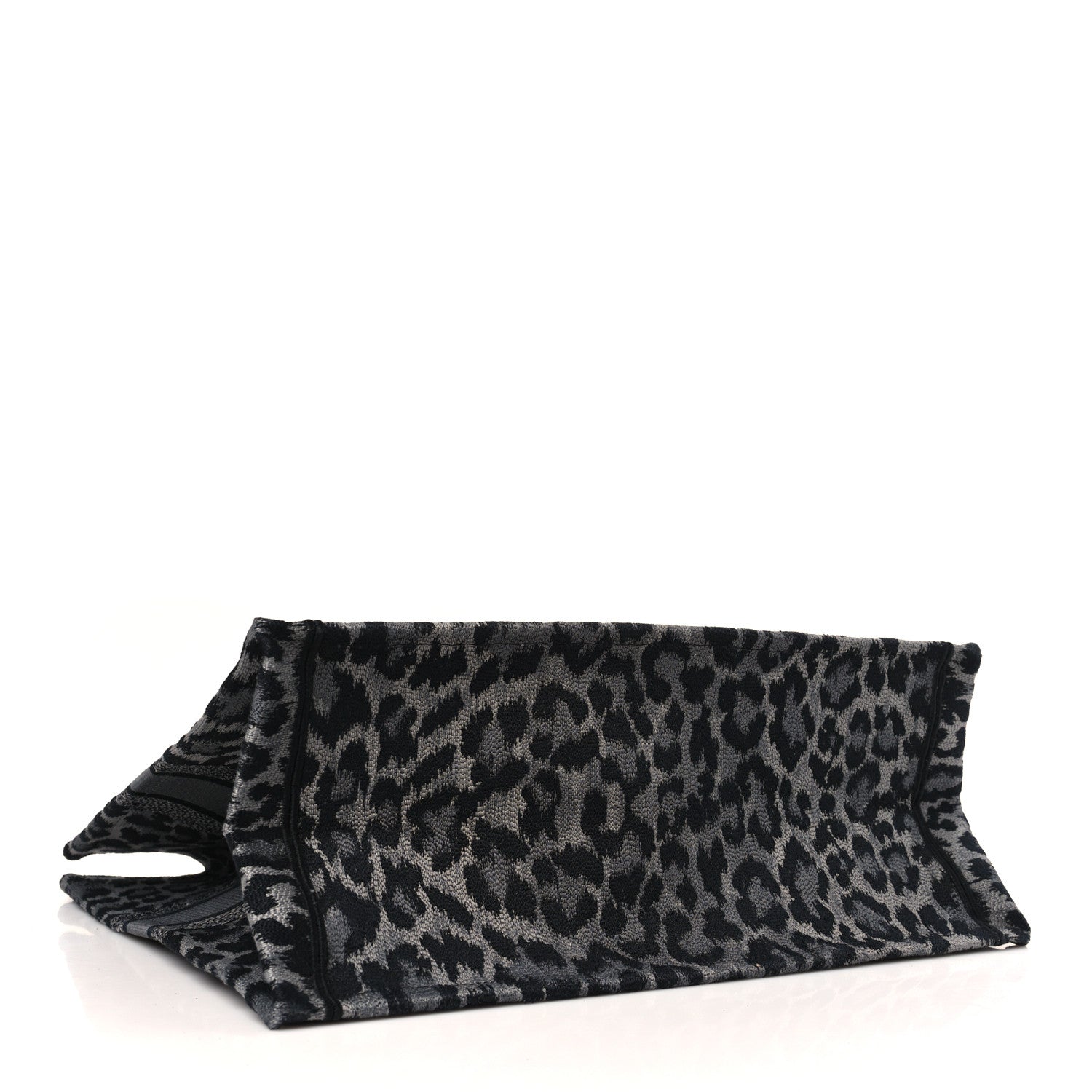 Christian Dior Canvas Mizza Embroidered Large Leopard Book Tote Grey 4 of 9