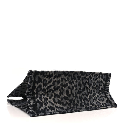 Christian Dior Canvas Mizza Embroidered Large Leopard Book Tote Grey 4 of 9