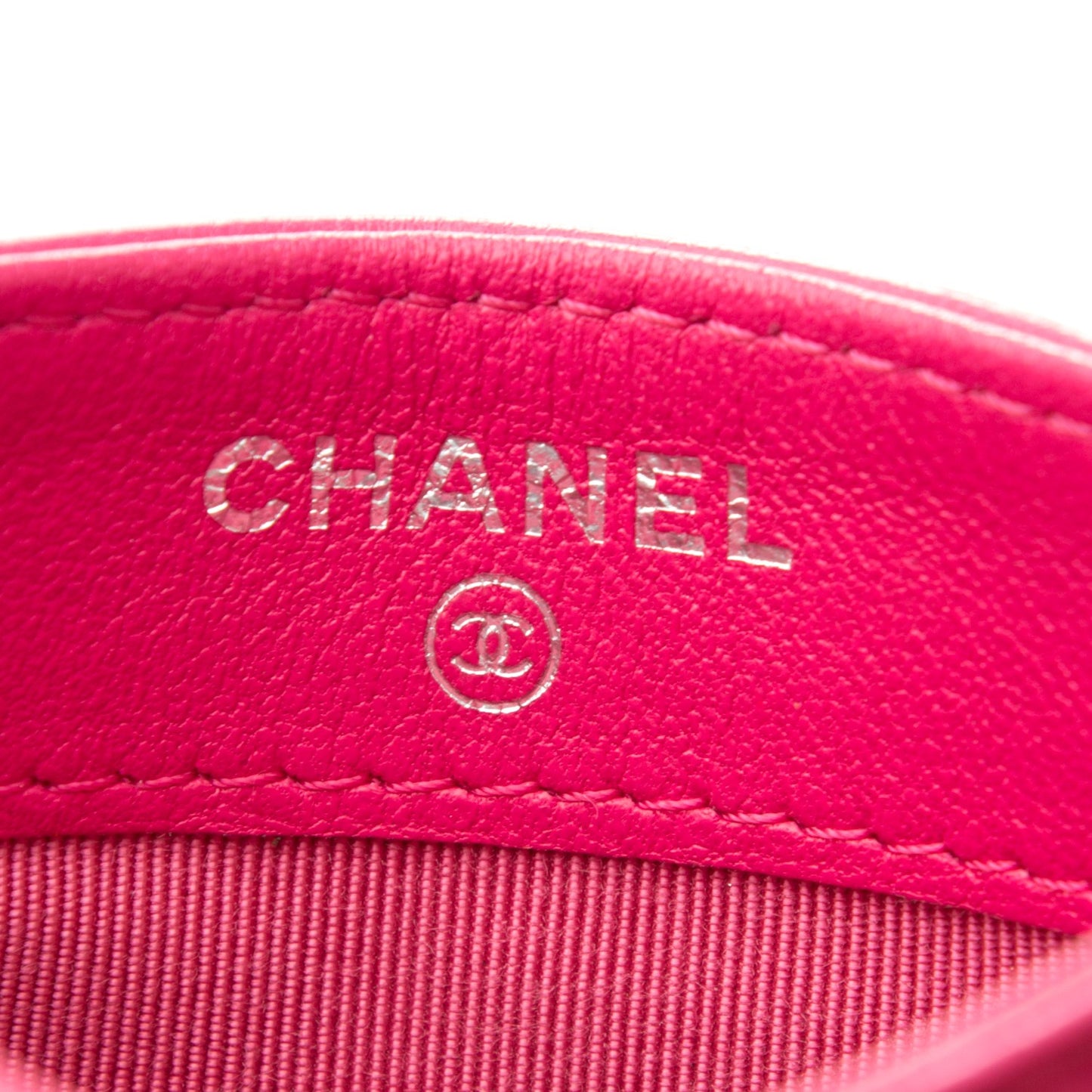Lambskin Quilted Card Holder Fuchsia