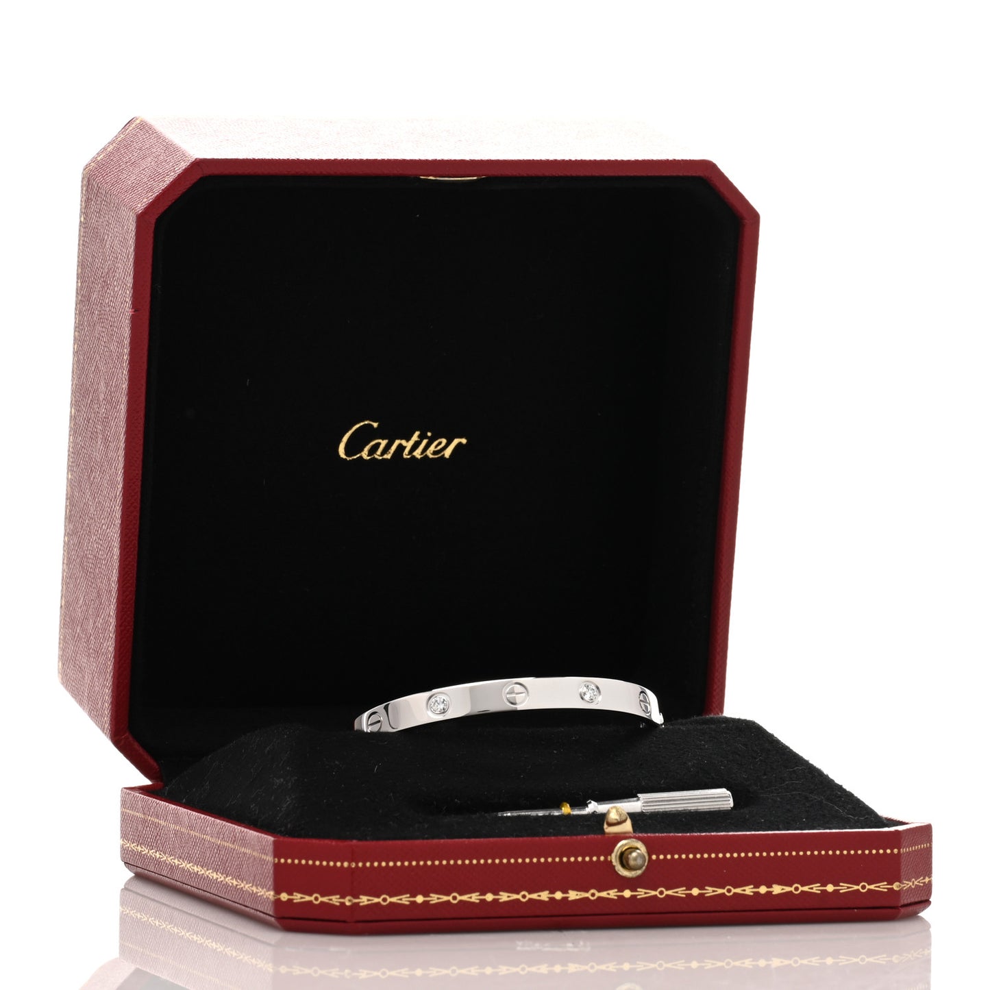 18K White Gold 4 Diamond LOVE Bracelet 16