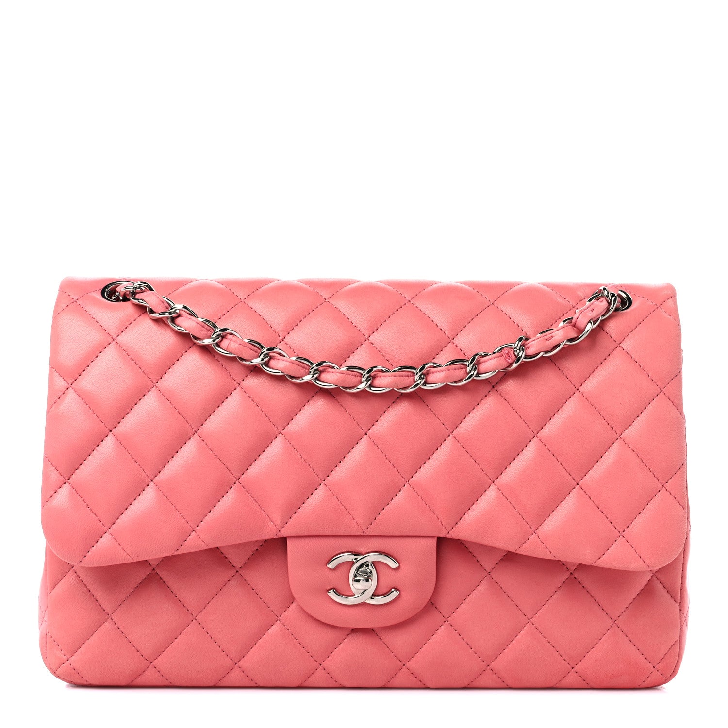 Chanel Lambskin Quilted Jumbo Double Flap Pink 1 of 16