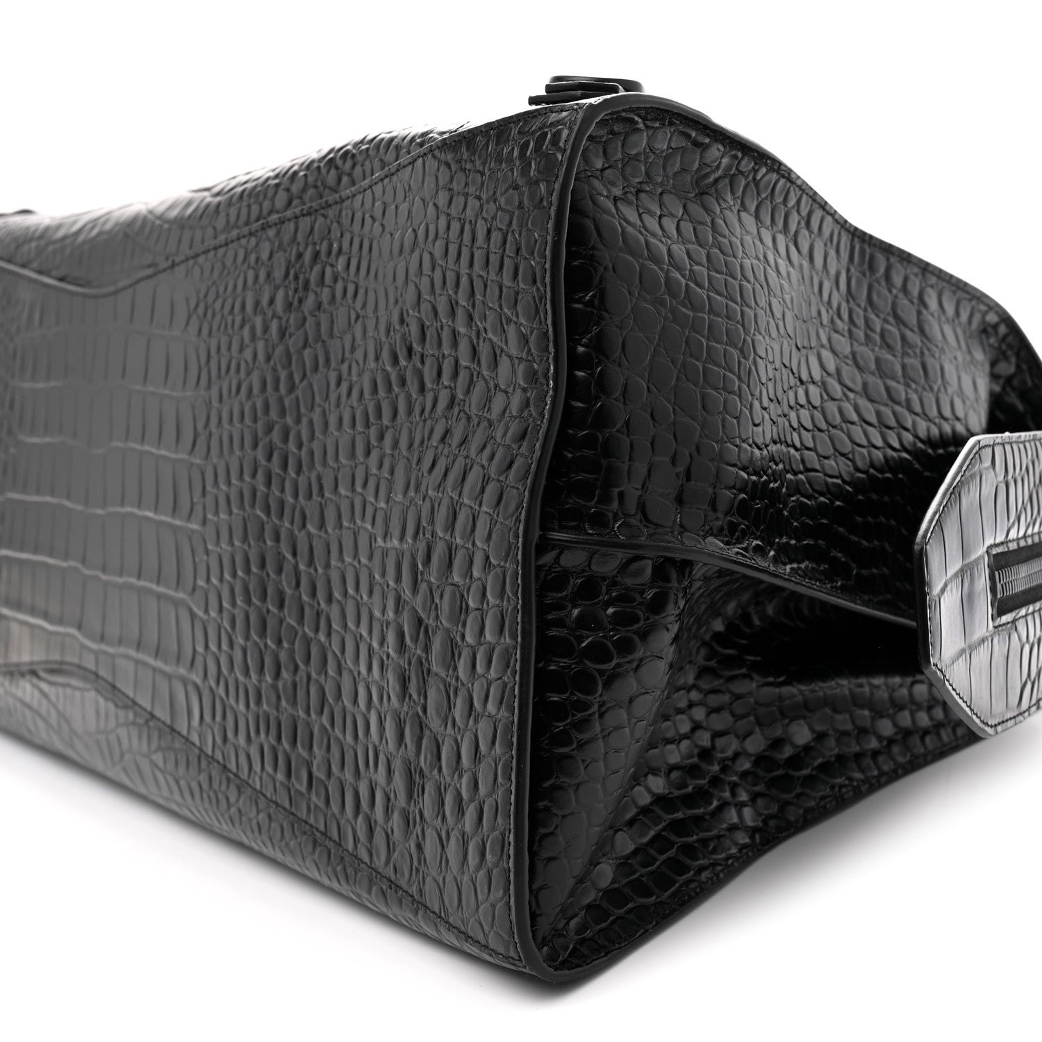 Balenciaga Semi Matte Calfskin Crocodile Embossed Neo Classic