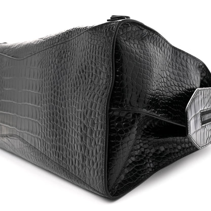 Balenciaga Semi Matte Calfskin Crocodile Embossed Neo Classic Black Hardware Large City Black 10 of 10