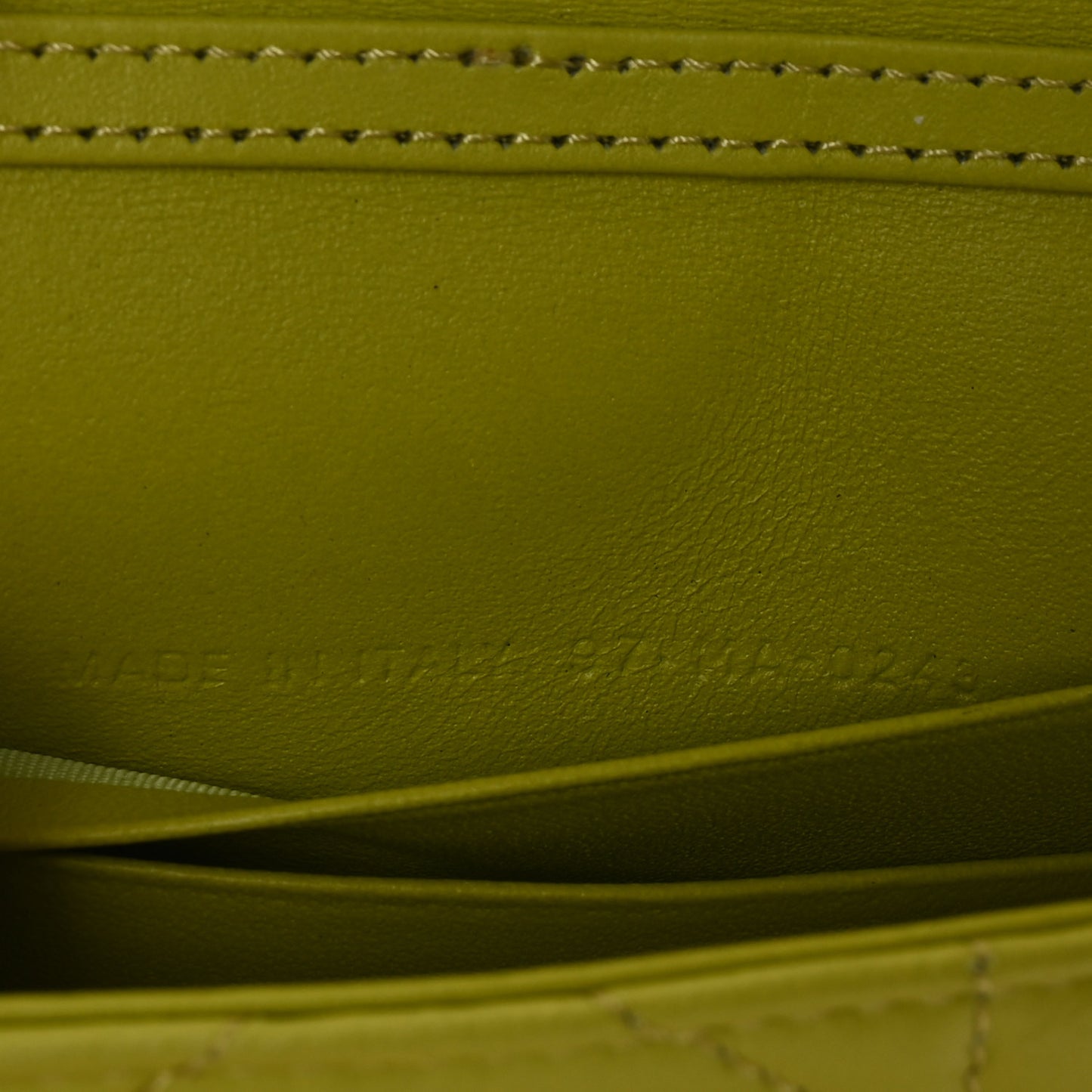 Lambskin Cannage Mini Caro Pouch on Chain Lime