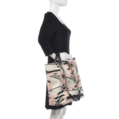 Chanel Canvas Cruise Print Tote Pink White Black 2 of 9