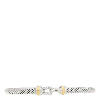 David Yurman Sterling Silver 18K Yellow Gold 4mm Cable Classics Bracelet 5 of 6
