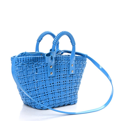 Balenciaga Varnished Faux Calfskin Braided XS Bistro Basket Blue 3 of 9